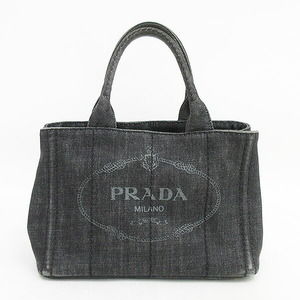 PRADA Canapa Handbag Black Canvas Bag